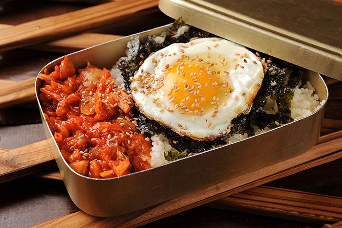 korean dosirak with kimchi